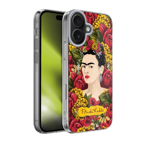 Frida Kahlo Red Florals Portrait Pattern Soft Gel Case for Apple iPhone 17