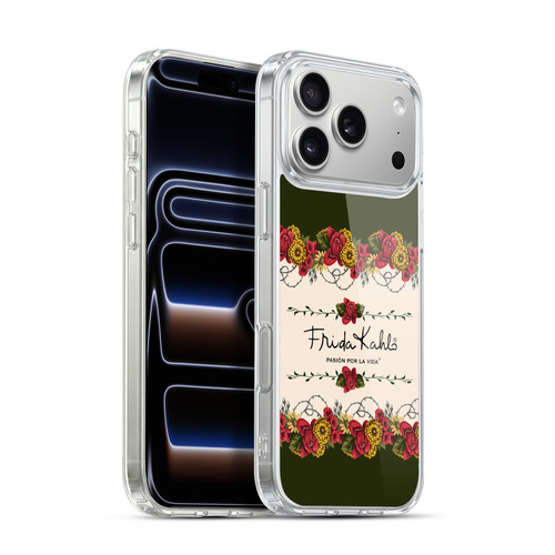 Frida Kahlo Red Florals Border Soft Gel Case for Apple iPhone 17 Pro Max
