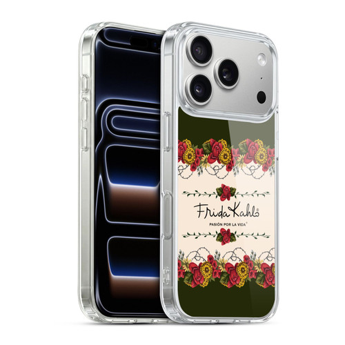 Frida Kahlo Red Florals Border Soft Gel Case for Apple iPhone 17 Pro