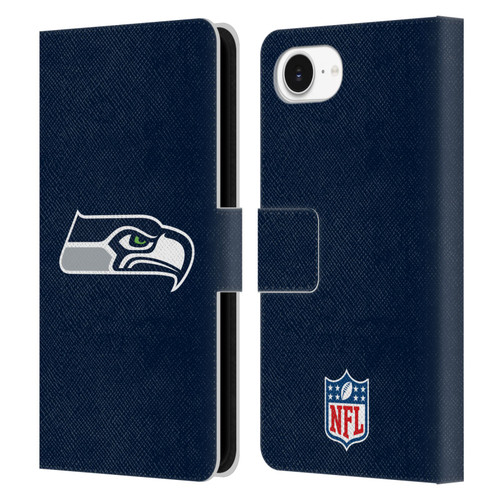 NFL Seattle Seahawks Logo Plain Leather Book Wallet Case Cover For Apple iPhone 16e