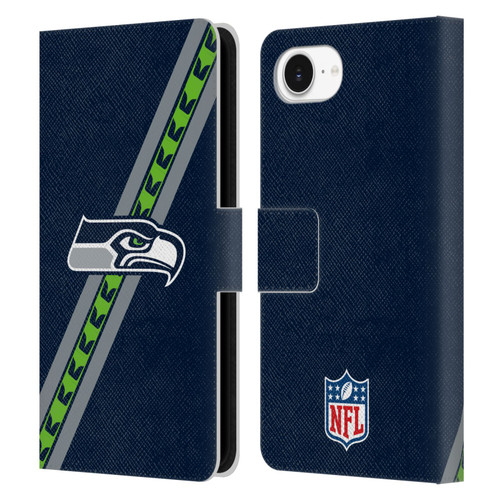 NFL Seattle Seahawks Logo Stripes Leather Book Wallet Case Cover For Apple iPhone 16e