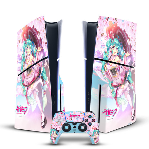 Hatsune Miku Graphics Sakura Vinyl Sticker Skin Decal Cover for Sony PS5 Slim Disc Edition Bundle