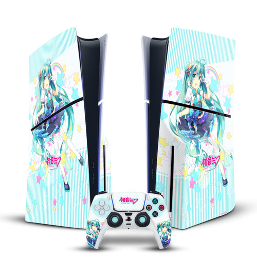 Hatsune Miku Graphics Stars And Rainbow Vinyl Sticker Skin Decal Cover for Sony PS5 Slim Disc Edition Bundle