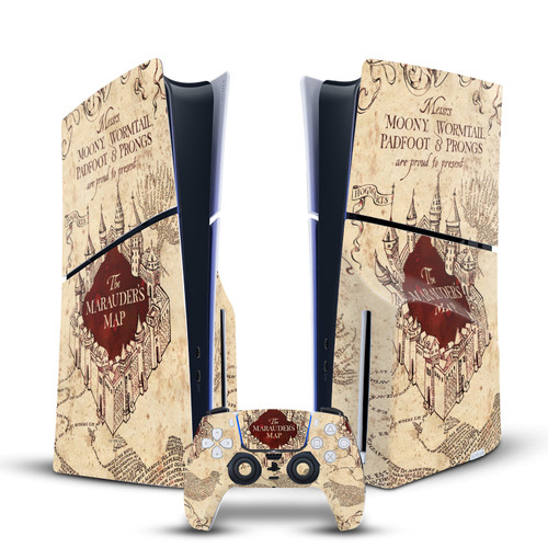 Harry Potter Graphics The Marauder's Map Vinyl Sticker Skin Decal Cover for Sony PS5 Slim Disc Edition Bundle