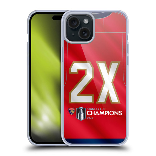 NHL 2025 Stanley Cup Champions Florida Panthers Jersey Soft Gel Case for Apple iPhone 15 Plus