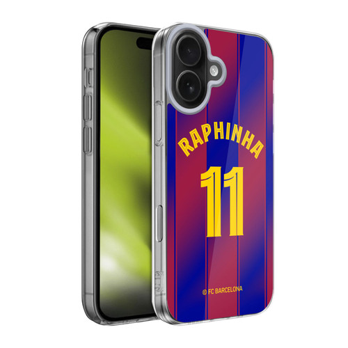 FC Barcelona 2025/26 Players Home Kit Raphinha Soft Gel Case for Apple iPhone 17