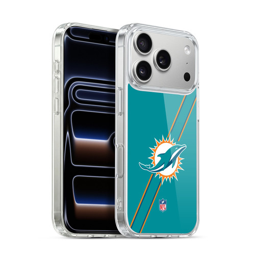 NFL Miami Dolphins Logo Stripes Soft Gel Case for Apple iPhone 17 Pro