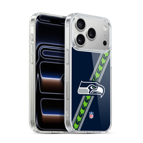 NFL Seattle Seahawks Logo Stripes Soft Gel Case for Apple iPhone 17 Pro