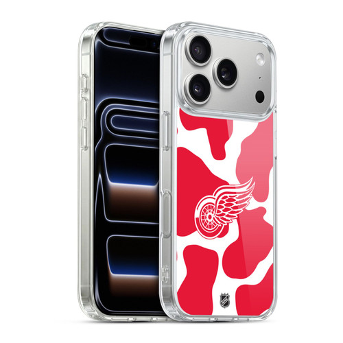 NHL Detroit Red Wings Cow Pattern Soft Gel Case for Apple iPhone 17 Pro