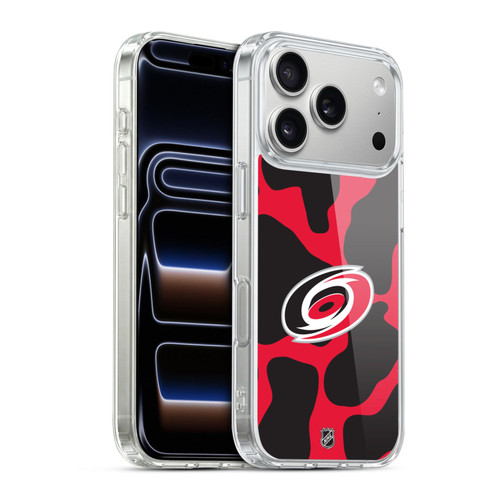 NHL Carolina Hurricanes Cow Pattern Soft Gel Case for Apple iPhone 17 Pro