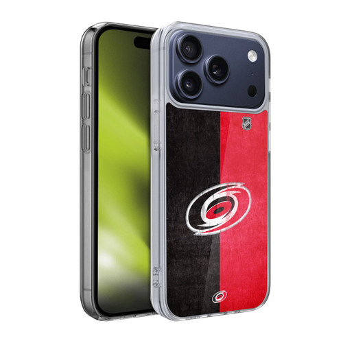 NHL Carolina Hurricanes Half Distressed Soft Gel Case for Apple iPhone 17 Pro