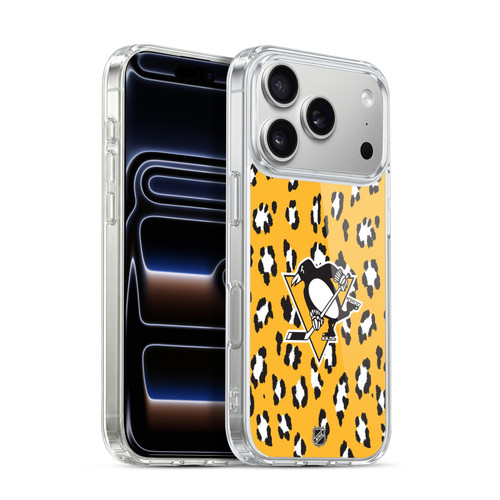 NHL Pittsburgh Penguins Leopard Pattern Soft Gel Case for Apple iPhone 17 Pro