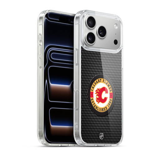 NHL Calgary Flames Puck Texture Soft Gel Case for Apple iPhone 17 Pro Max