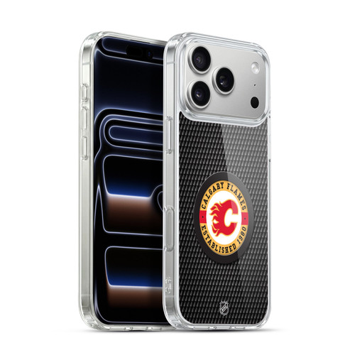 NHL Calgary Flames Puck Texture Soft Gel Case for Apple iPhone 17 Pro Max