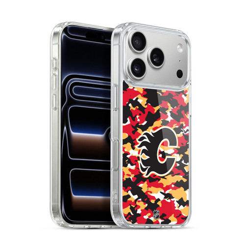 NHL Calgary Flames Camouflage Soft Gel Case for Apple iPhone 17 Pro