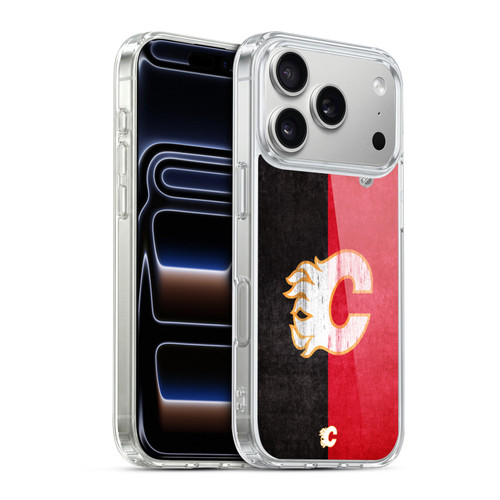 NHL Calgary Flames Half Distressed Soft Gel Case for Apple iPhone 17 Pro