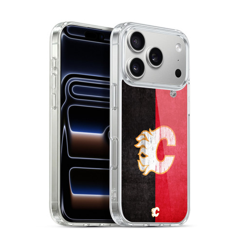 NHL Calgary Flames Half Distressed Soft Gel Case for Apple iPhone 17 Pro