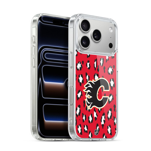 NHL Calgary Flames Leopard Pattern Soft Gel Case for Apple iPhone 17 Pro