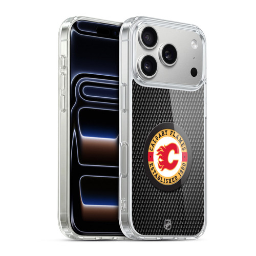 NHL Calgary Flames Puck Texture Soft Gel Case for Apple iPhone 17 Pro