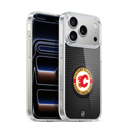 NHL Calgary Flames Puck Texture Soft Gel Case for Apple iPhone 17 Pro