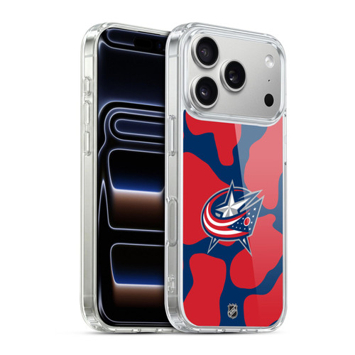 NHL Columbus Blue Jackets Cow Pattern Soft Gel Case for Apple iPhone 17 Pro