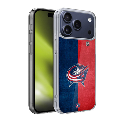NHL Columbus Blue Jackets Half Distressed Soft Gel Case for Apple iPhone 17 Pro