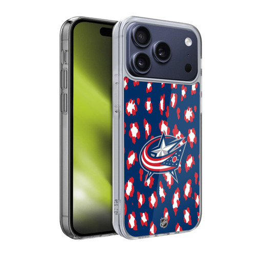 NHL Columbus Blue Jackets Leopard Pattern Soft Gel Case for Apple iPhone 17 Pro