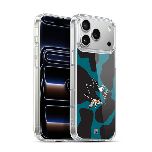 NHL San Jose Sharks Cow Pattern Soft Gel Case for Apple iPhone 17 Pro Max