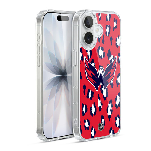 NHL Washington Capitals Leopard Pattern Soft Gel Case for Apple iPhone 17