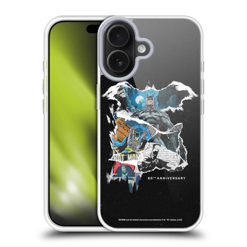 Batman DC Comics 80th Anniversary Ripped Paper Logo Soft Gel Case for Apple iPhone 17
