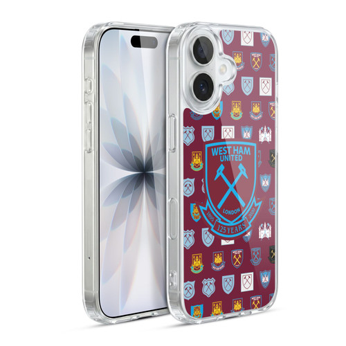 West Ham United FC Crest History Pattern 5 Soft Gel Case for Apple iPhone 17