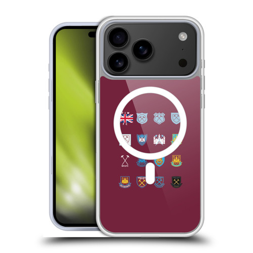 West Ham United FC Crest History Pattern 3 Soft Gel Case for Apple iPhone 17 Pro Max