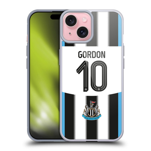 Newcastle United Football Club 2025/26 Players Home Kit Anthony Gordon Soft Gel Case for Apple iPhone 15