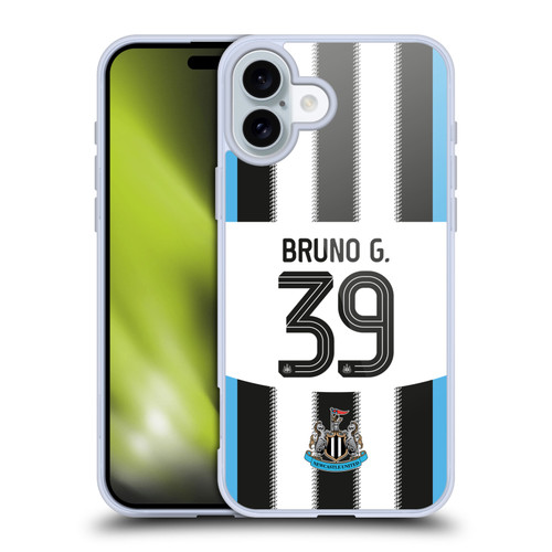 Newcastle United Football Club 2025/26 Players Home Kit Bruno Guimarães Soft Gel Case for Apple iPhone 16 Plus