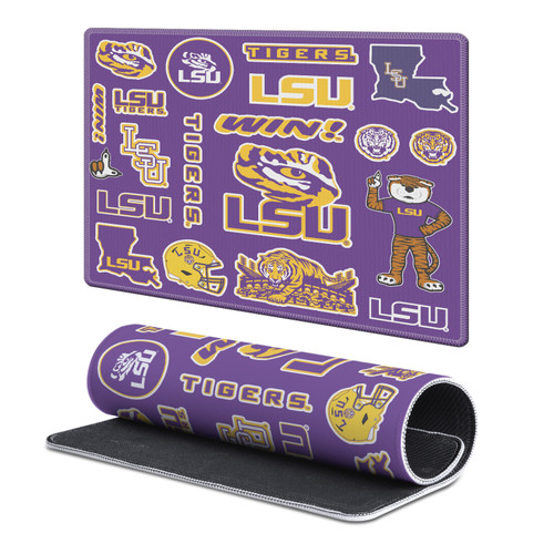 Louisiana State University LSU Louisiana State University LSU Sticker Collage Gaming Office Desk PC Keyboard Mouse Mat Pad - S
