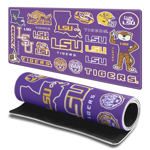 Louisiana State University LSU Louisiana State University LSU Sticker Collage Gaming Office Desk PC Keyboard Mouse Mat Pad - L