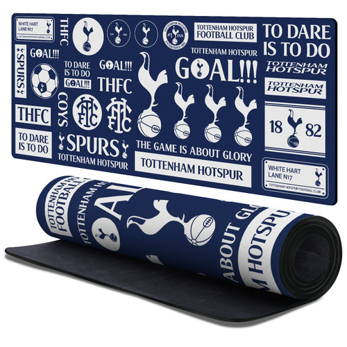 Tottenham Hotspur F.C. Logo Art Sticker Collage Gaming Office Desk PC Keyboard Mouse Mat Pad 37.4 x 15.75 x 0.16 inches (900 x 400 mm) - XL