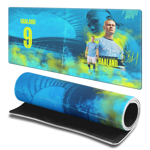 Manchester City Man City FC Crest Kits & Players Haaland Gaming Office Desk PC Keyboard Mouse Mat Pad - L