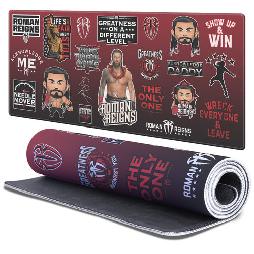 WWE Roman Reigns Sticker Collage Gaming Office Desk PC Keyboard Mouse Mat Pad 37.4 x 15.75 x 0.16 inches (900 x 400 mm) - XL