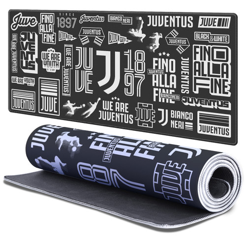 Juventus Football Club Crest Logo Sticker Collage Gaming Office Desk PC Keyboard Mouse Mat Pad 37.4 x 15.75 x 0.16 inches (900 x 400 mm) - XL