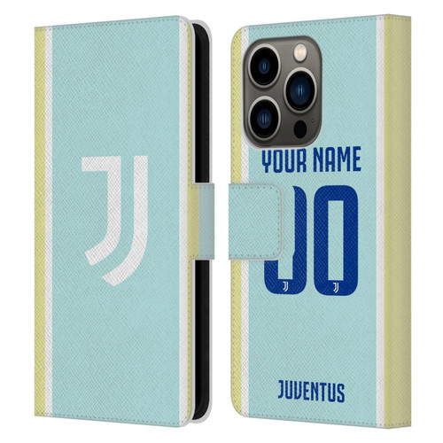 Custom Customised Personalised Juventus Football Club 2025/26 Kit Away Leather Book Wallet Case Cover For Apple iPhone 14 Pro