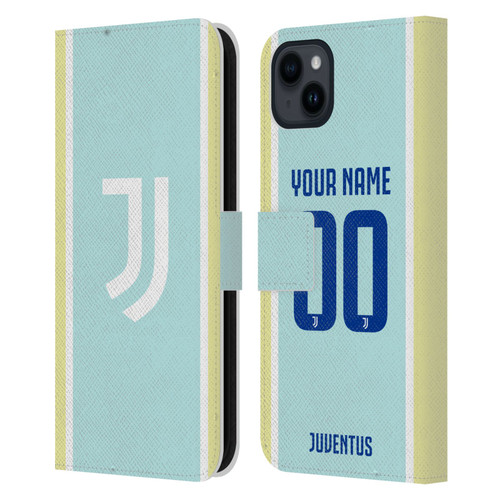 Custom Customised Personalised Juventus Football Club 2025/26 Kit Away Leather Book Wallet Case Cover For Apple iPhone 15 Plus