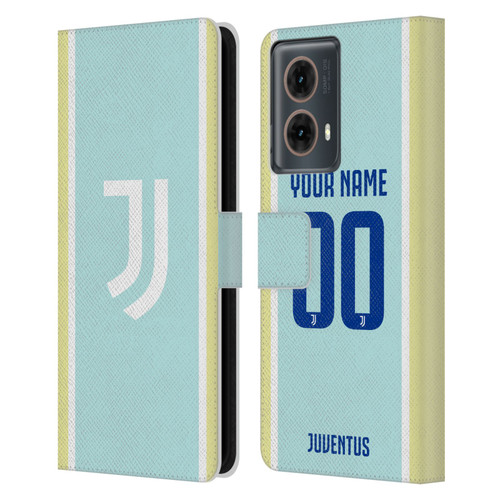 Custom Customised Personalised Juventus Football Club 2025/26 Kit Away Leather Book Wallet Case Cover For Motorola Moto G85
