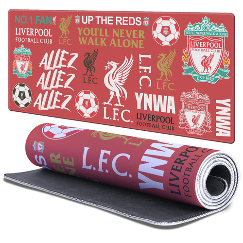 Liverpool Football Club Graphics Sticker Collage Gaming Office Desk PC Keyboard Mouse Mat Pad 37.4 x 15.75 x 0.16 inches (900 x 400 mm) - XL