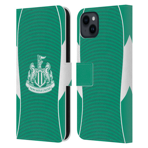 Newcastle United Football Club 2025/26 Crest Kit Away Leather Book Wallet Case Cover For Apple iPhone 15 Plus