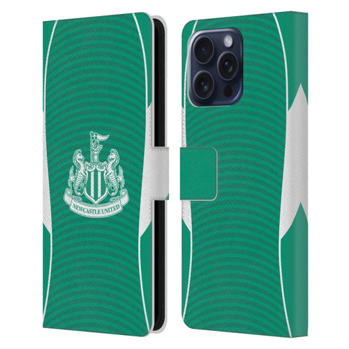 Newcastle United Football Club 2025/26 Crest Kit Away Leather Book Wallet Case Cover For Apple iPhone 16 Pro Max