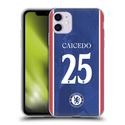 Chelsea Football Club 2025/26 Players Home Kit 1st Group Moisés Caicedo Soft Gel Case for Apple iPhone 11