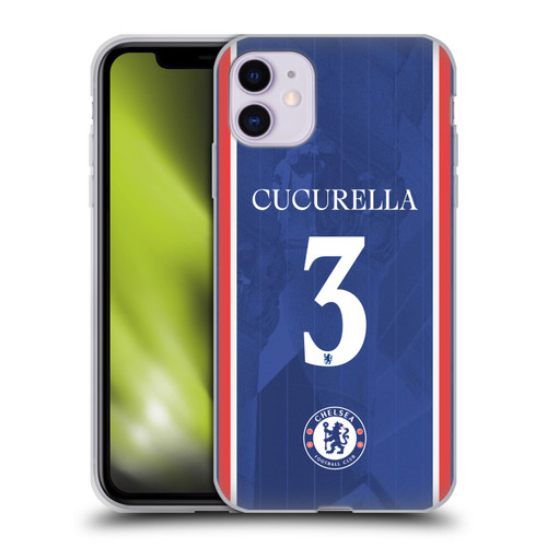 Chelsea Football Club 2025/26 Players Home Kit 1st Group Marc Cucurella Soft Gel Case for Apple iPhone 11