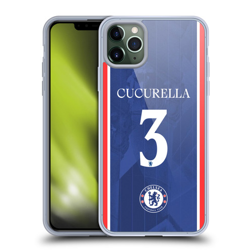 Chelsea Football Club 2025/26 Players Home Kit 1st Group Marc Cucurella Soft Gel Case for Apple iPhone 11 Pro Max