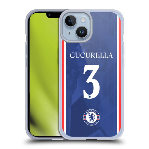 Chelsea Football Club 2025/26 Players Home Kit 1st Group Marc Cucurella Soft Gel Case for Apple iPhone 14